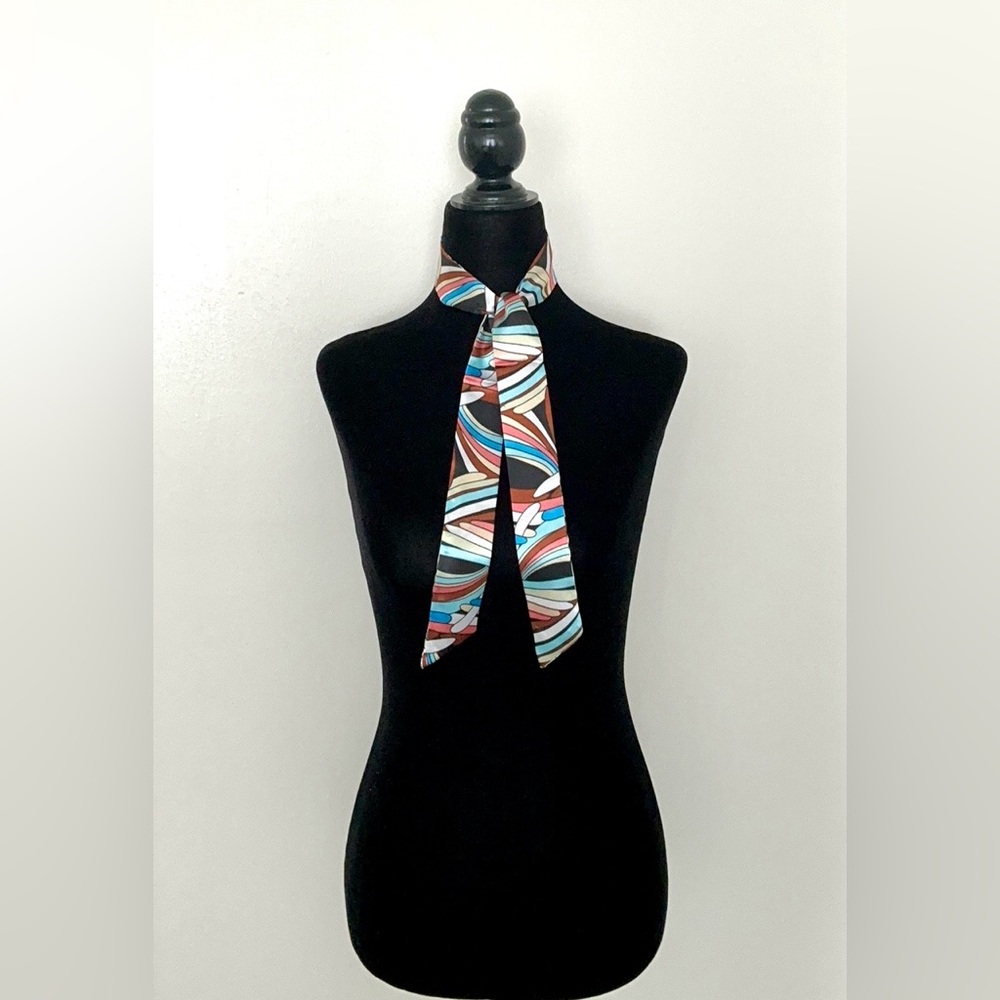 NEW! Multicolor Geometric Pattern Twilly Scarf - Picture 2 of 6